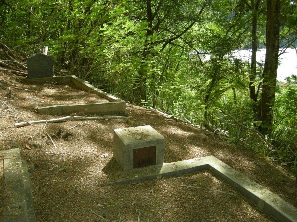 Site of Unknown Sailors original grave on Christmas Island, between the two graves shown. Photograph: Glenys McDonald AM